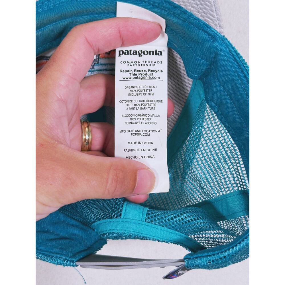 Patagonia Horizons Trucker Hat Mesh Snapback Black Teal Outdoor Hiking Trail - Picture 6 of 7